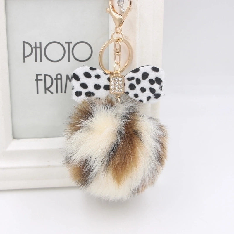 1 Piece Fashion Bow Knot Leopard Pu Leather Women’s Bag Pendant Keychain