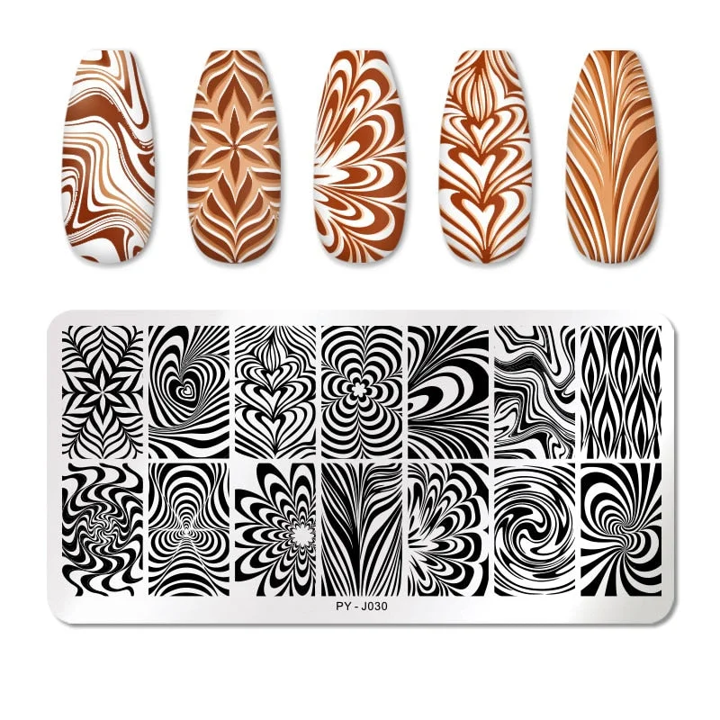 PICT YOU Geometry Nail Stamping Plates Lines Animal Fruits Theme Template Plate Mold Nail Art Stencil Tools