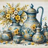 Blue And Yellow Porcelain-11CT Stamped Cross Stitch 40*40cm/15.75*15.75in