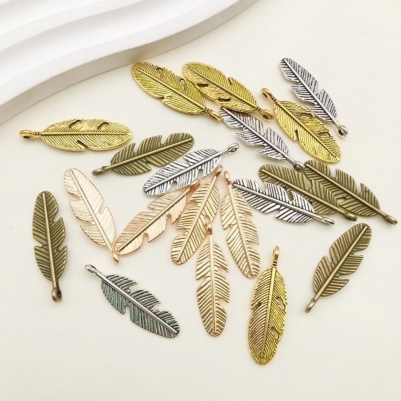 100 Pieces Minimalist Feather Alloy Plating Pendant Jewelry Accessories3