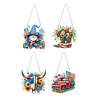 4Pcs Diamond Painting Acrylic Independence Day Pendant Single Side Drill Home Garden Decor