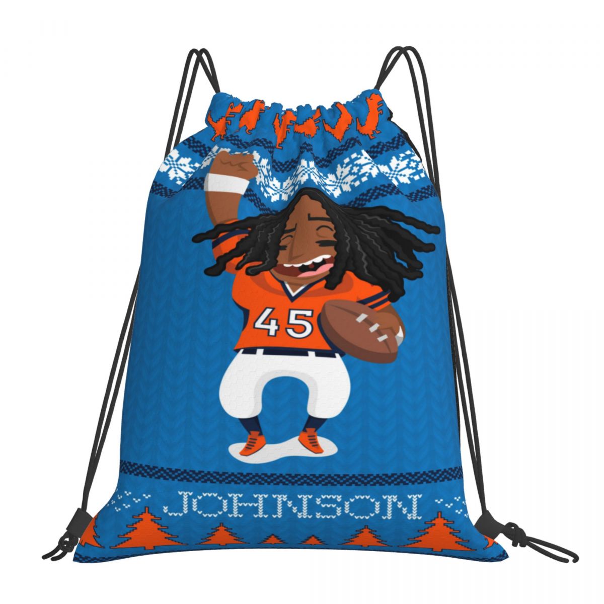 Denver Broncos Alexander Johnson Pixel Waterproof Adjustable Lightweight Gym Drawstring Bag