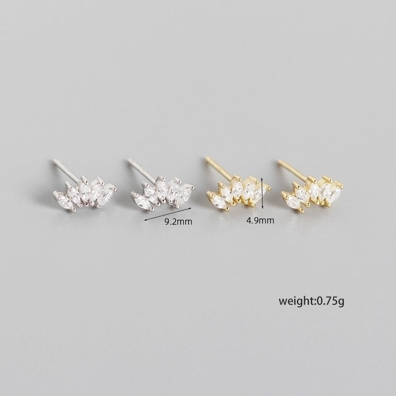 Yhe0290 S925 Sterling Silver Geometric Horse Eye Inlaid Stone Personality Stacking Earrings