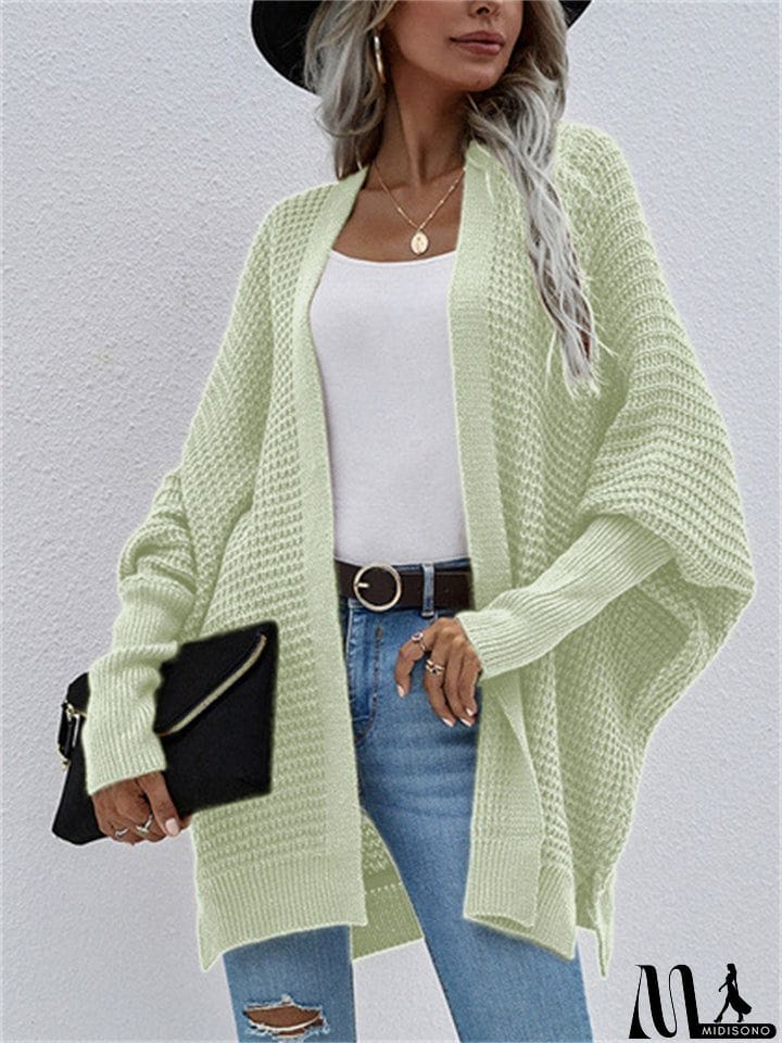 MidiSono - Women's Temperament Comfy Loose Solid Color Cardigan Sweater