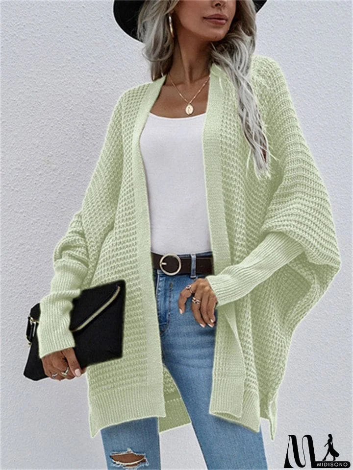 MidiSono - Women's Temperament Comfy Loose Solid Color Cardigan Sweater