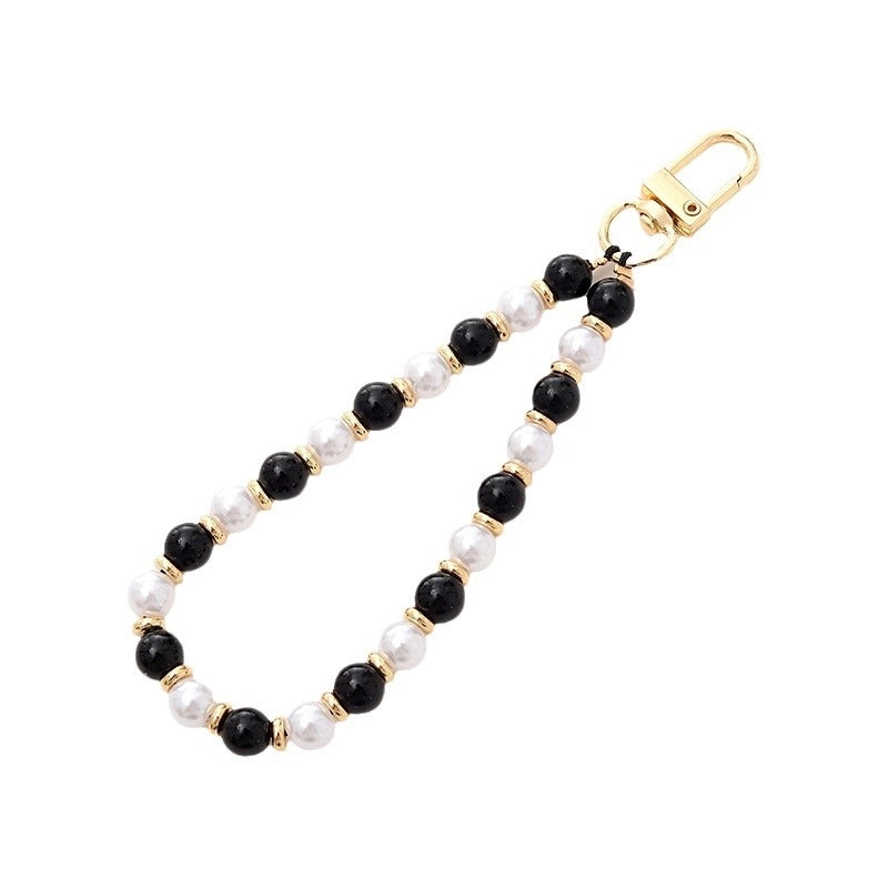 Basic Geometric Artificial Pearl Natural Stone Beaded Mobile Phone Chain