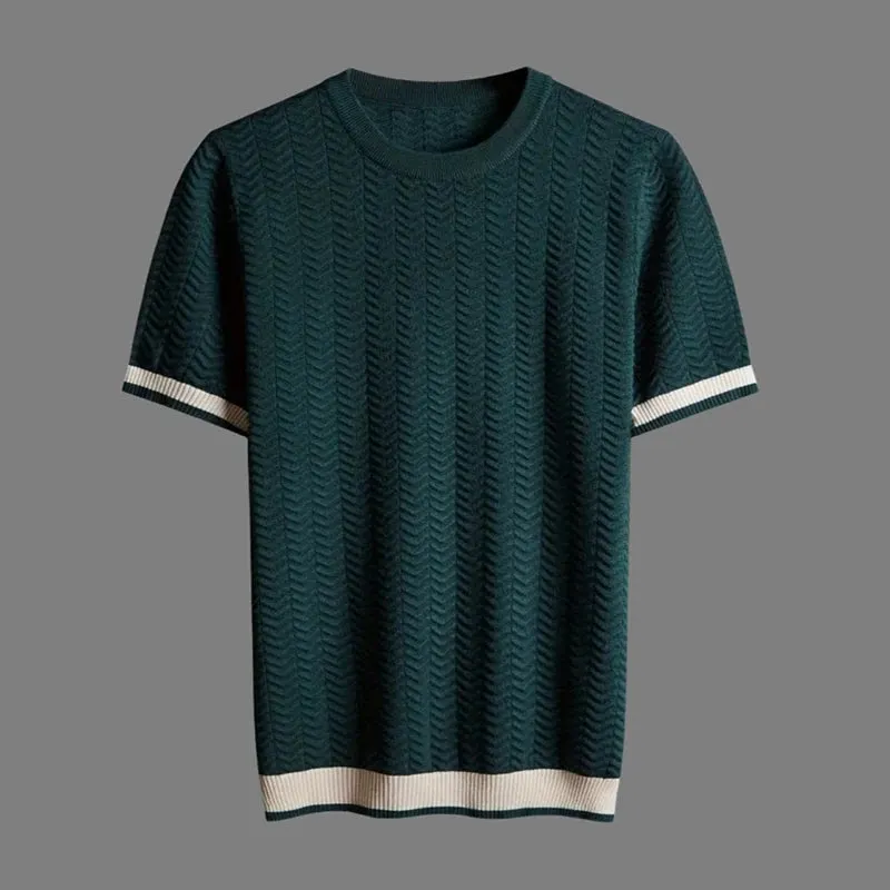 Men's Chevron Knit Tee &ndash; Textured Jacquard Smart Casual Top &ndash; view 2
