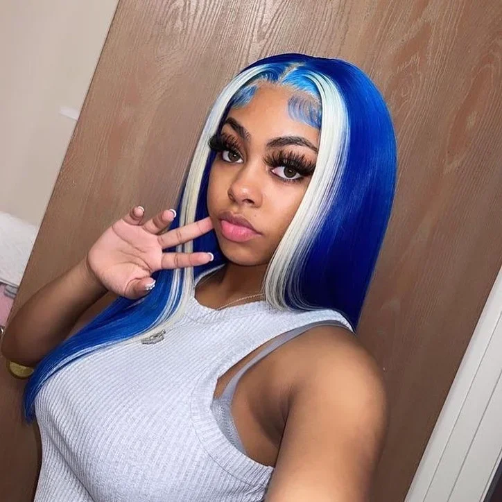 Highlight Blue Transparent Lace Front Wig