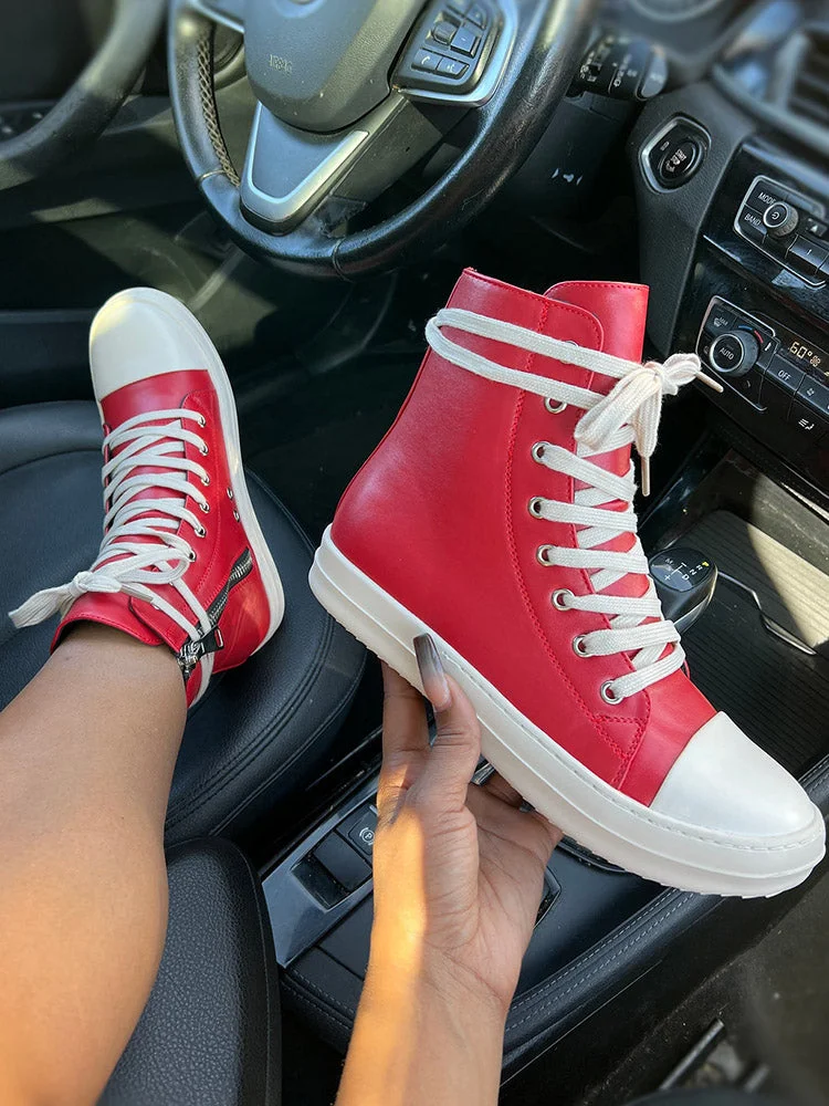 Fashion Zipper High-Top Sneakers
