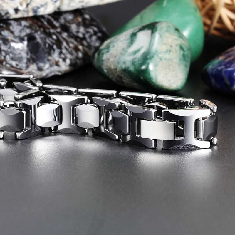 Women's Or Men's Real Tungsten Carbide Hologram Energy Bracelets Unisex Fashion 215mm Link Chain Bangles For Mens And Womens