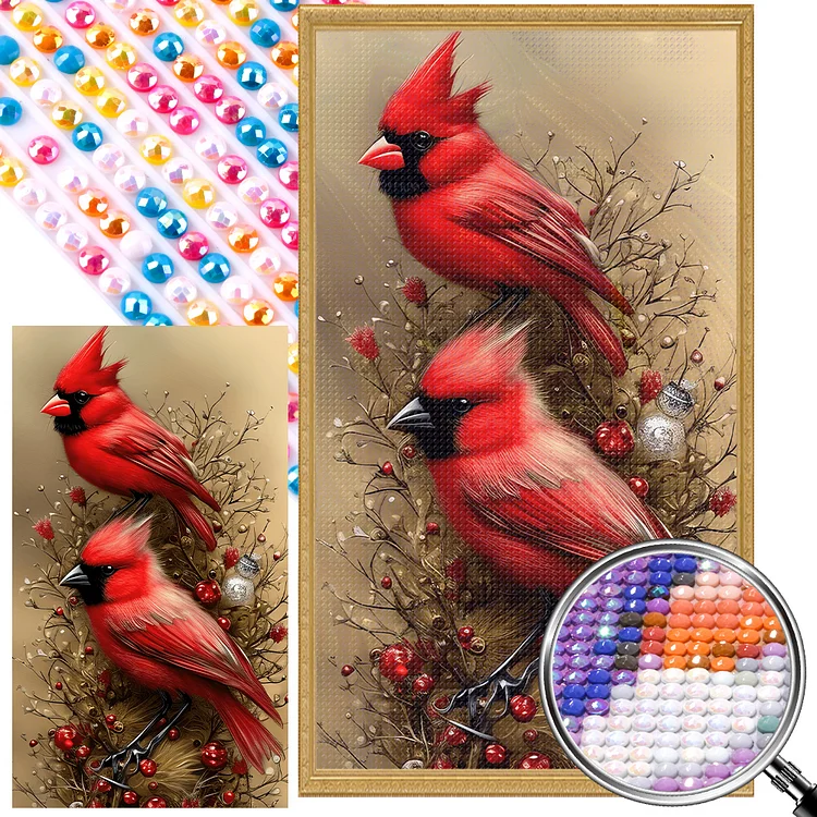 Cardinals - Full Round(Partial AB Drill) - Diamond Painting(45*75cm)