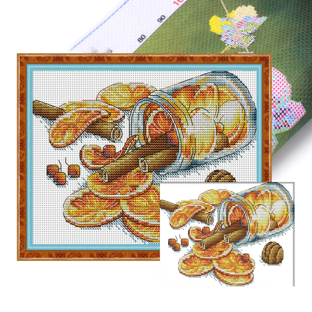 14CT Partial Stamped Cross Stitch Kit - Spice Bottle (22*17CM
