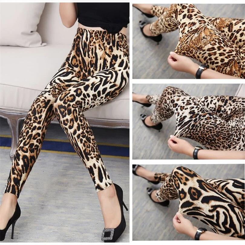 CUHAKCI Leopard Printing Fitness Leggin Fashion Sexy Legging High Waist Push Up Pants S-XXL Size Trousers Woman Leggings