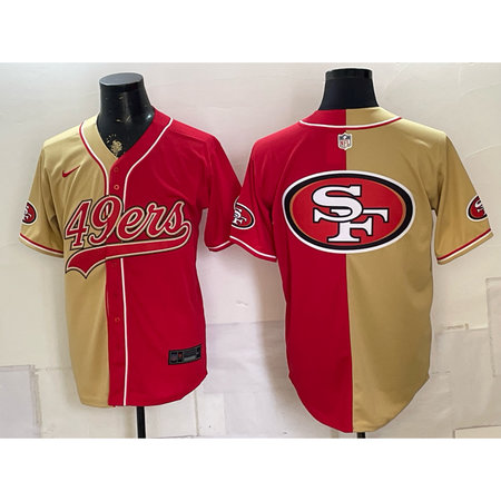 Men's San Francisco 49ers Red Split Cool Base Stitched Baseball Jersey 3VKC