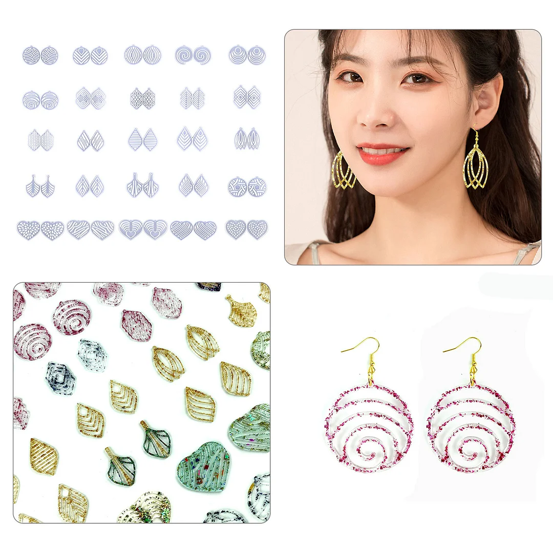 Resin Striped Earring Mold 25 Pcs Set