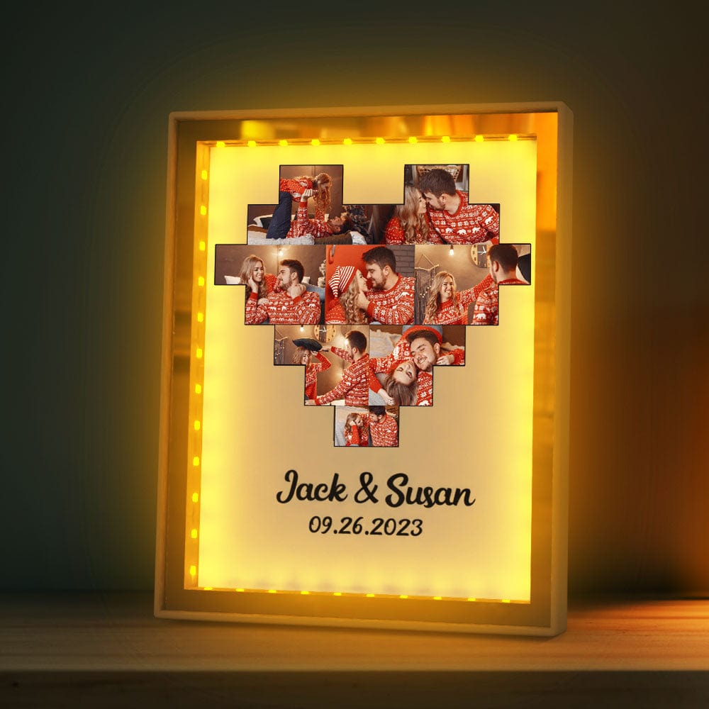 Loveyoufancy Custom Photo Night Light With Mirror Heart Shape Gifts for Girlfriend