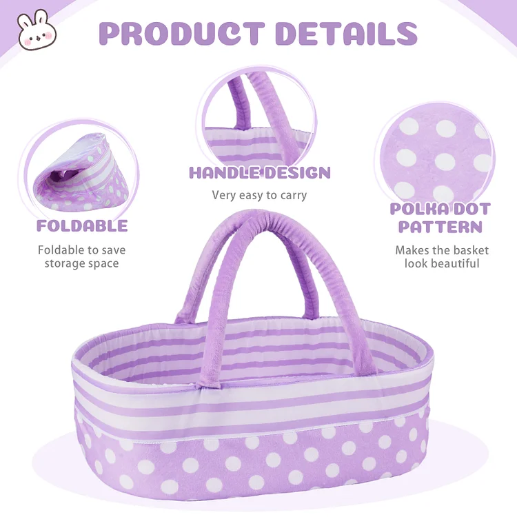 For 17"-22" Reborn Baby Doll Purple Gradient Color Basket Set Accessories