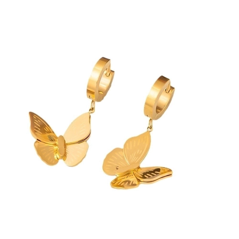 1 Pair Sweet Minimalist Heart Shape Bow Knot Shell Plating Titanium Steel Drop Earrings