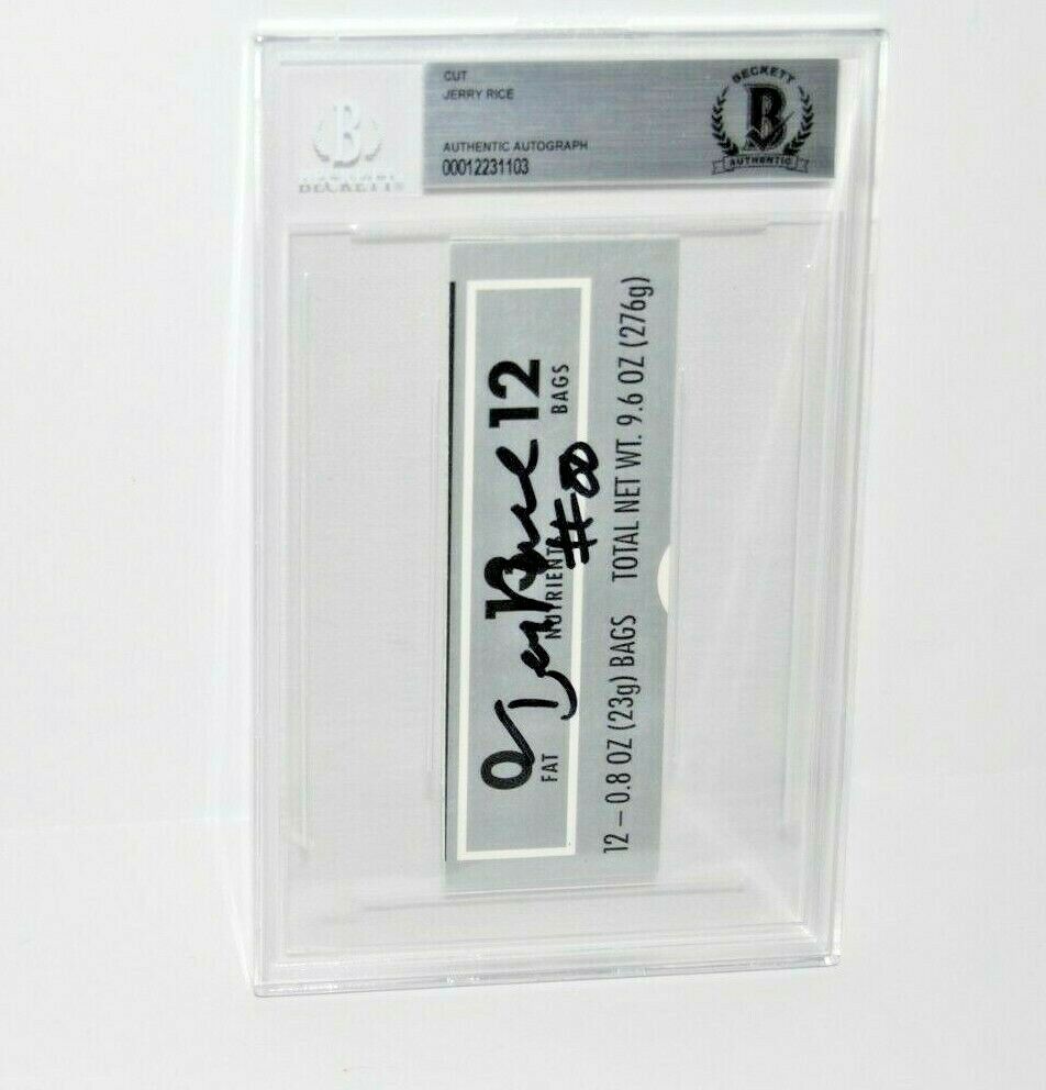 JERRY RICE autographed SIGNED cut (OAKLAND RAIDERS) BECKETT BAS 00012231103