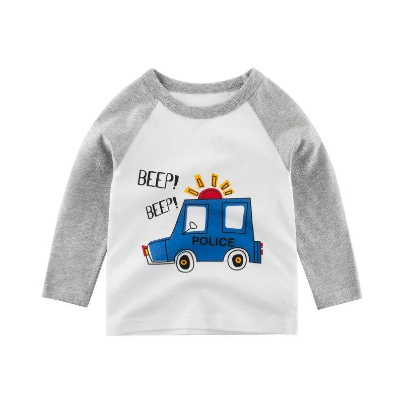 Boys T-shirts Fashion Cartoon Cars Tees Girls Long Sleeve Tops Autumn Winter Kids Cotton Sweatshirt Children Sport T Shirts