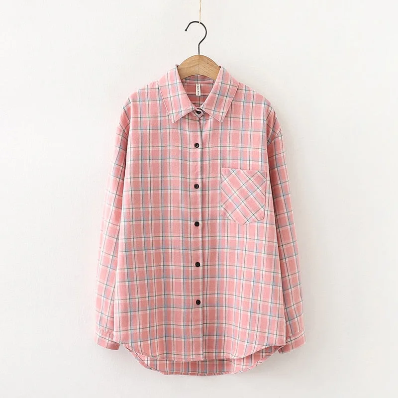 Plaid Shirts Womens Checked Blouses And Tops Long Sleeve Female Casual Print Shirt Loose Cotton Blusas Outwear Autumn News