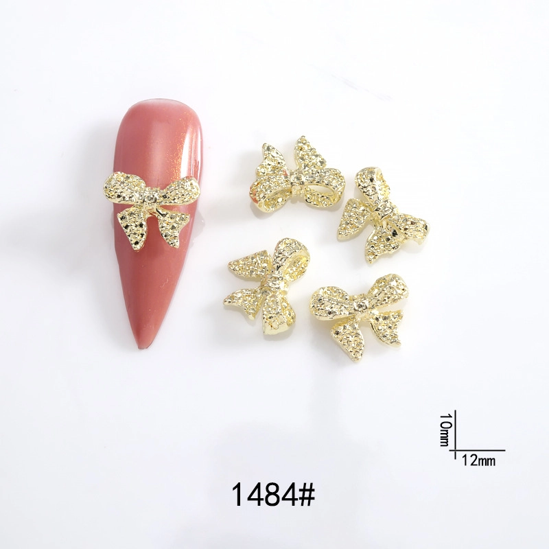 Lz Japanese Internet Celebrant Hot Manicure Diamond Bow Three-dimensional Metal Gold And Silver Super Flash Nail Jewelry Bow Tie
