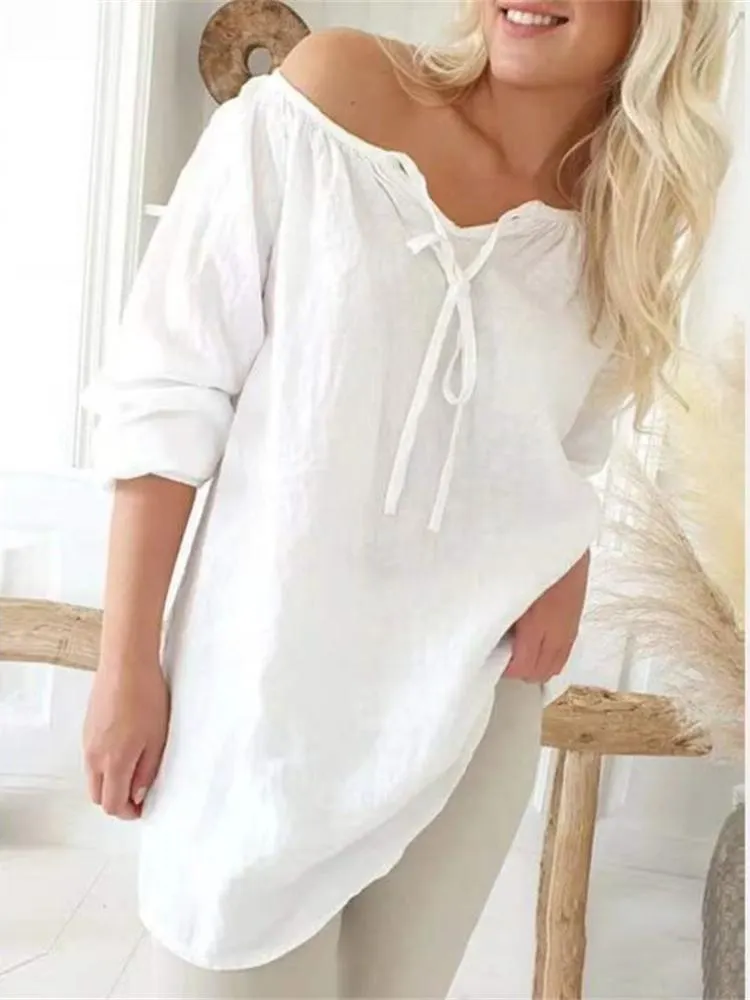 Cool Loose Long Sleeve Strappy Blouse