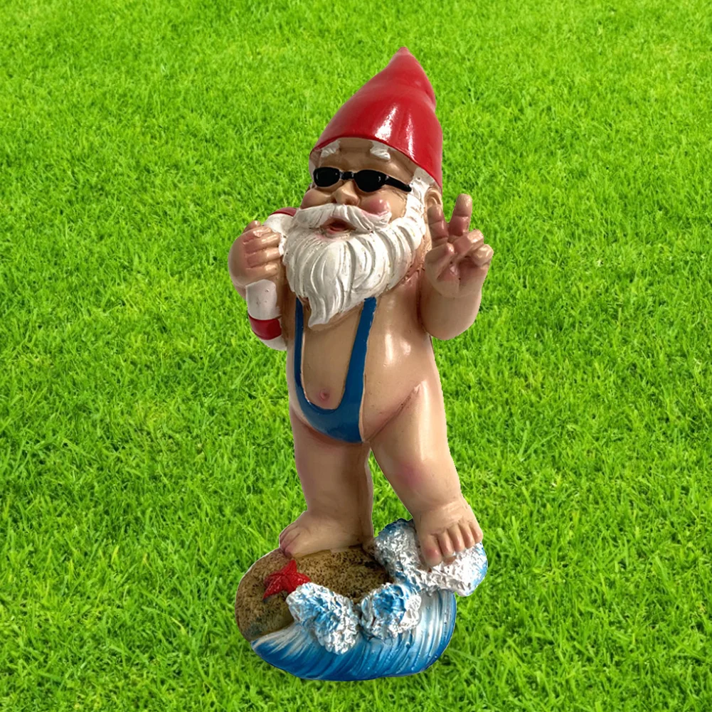 3D Swimming Dwarf Sculpture Garden Gnome Resin Doll Figurines Decoration