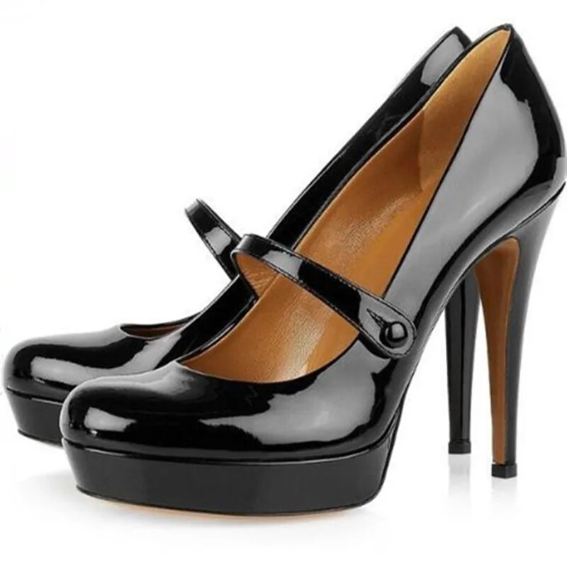 TAAFO Women's High Heels Buckle Women's Shoes Round Toe Pumps High Heels Lady Shoes Show