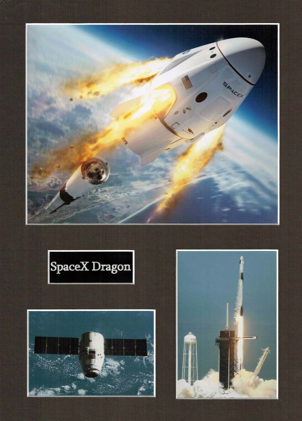 SPACEX Dragon 1 16 x 12 Photo Poster painting Montage Display B, ISS Space EXPLORATION Falcon 9