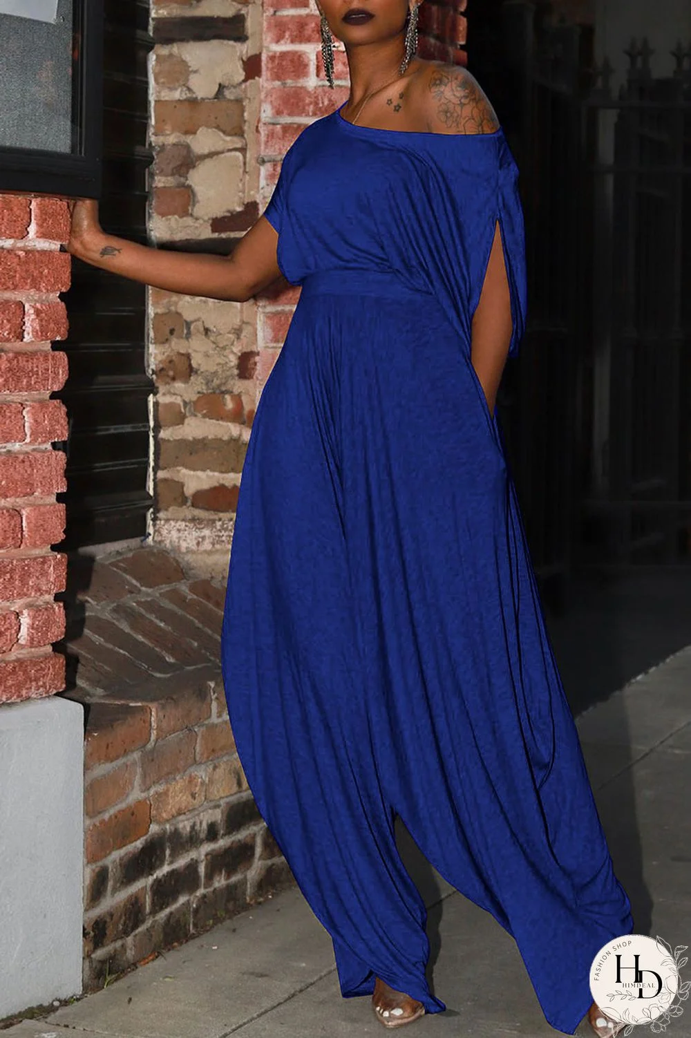 Red Casual Solid Patchwork Fold Asymmetrical Oblique Collar Short Sleeve Two Pieces