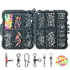 140Pcs Fishing Swivel Snaps Kit Ball Bearing Swivels Triple Swivel Connectors