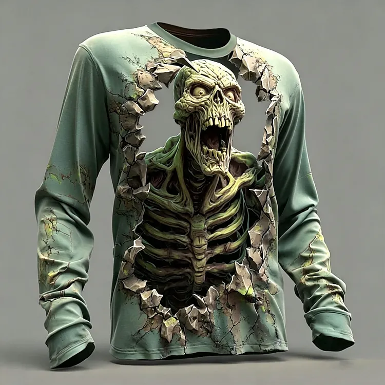 Men's Halloween Exaggerated Zombie Wall-breaking 3d Print T-shirt