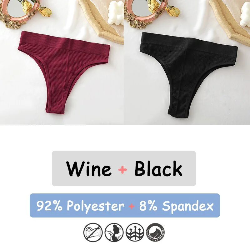 Billionm Women's Thong Seamless High Waisted Women's Panties Sexy Lingerie Comfortable Cotton Briefs Intimates Female Underpants