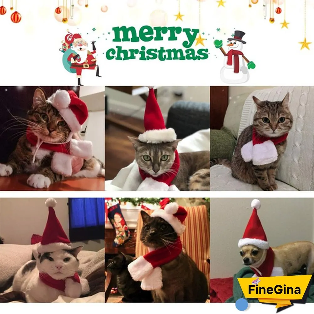 610PCS Dog Santa Hat Cute Birthday Party Cone Christmas Pet Costumes for Puppy Kitten