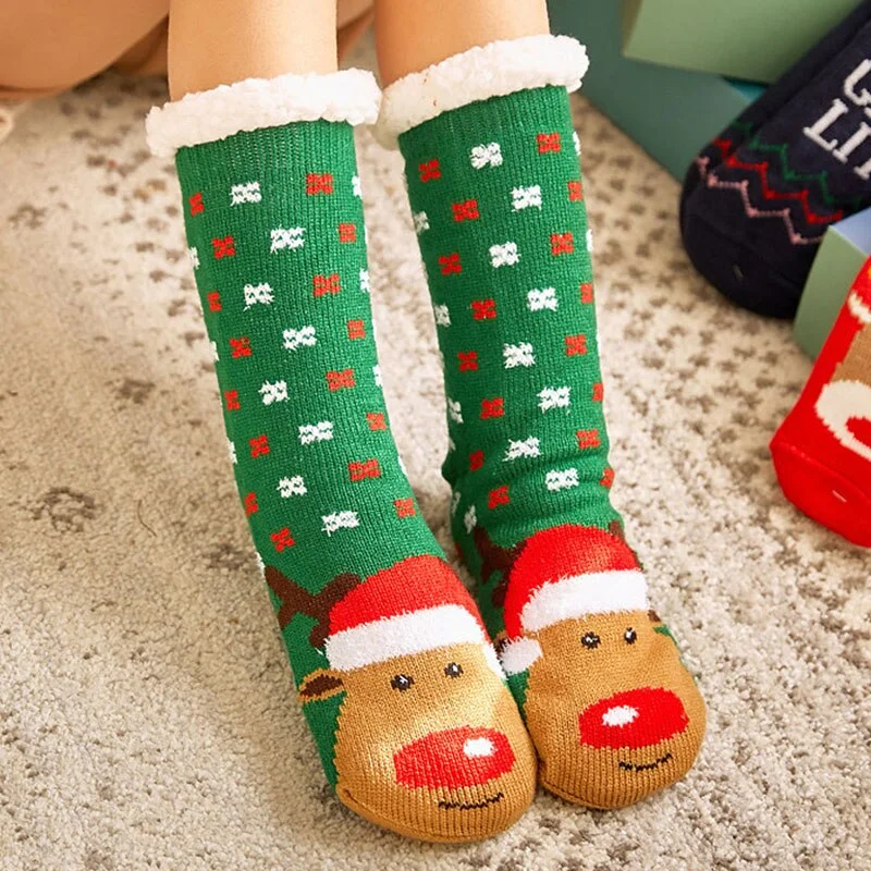 Women's Slippers for Home Warm Sock with Fur Short Plush Slippers Cartoon Bedroom Slippers Soft Indoor Shoes for Female