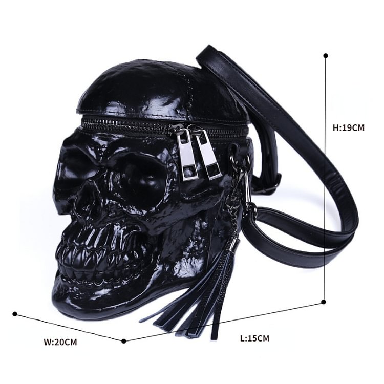 Dark Goth Black Skull Alternative Messenger Bag