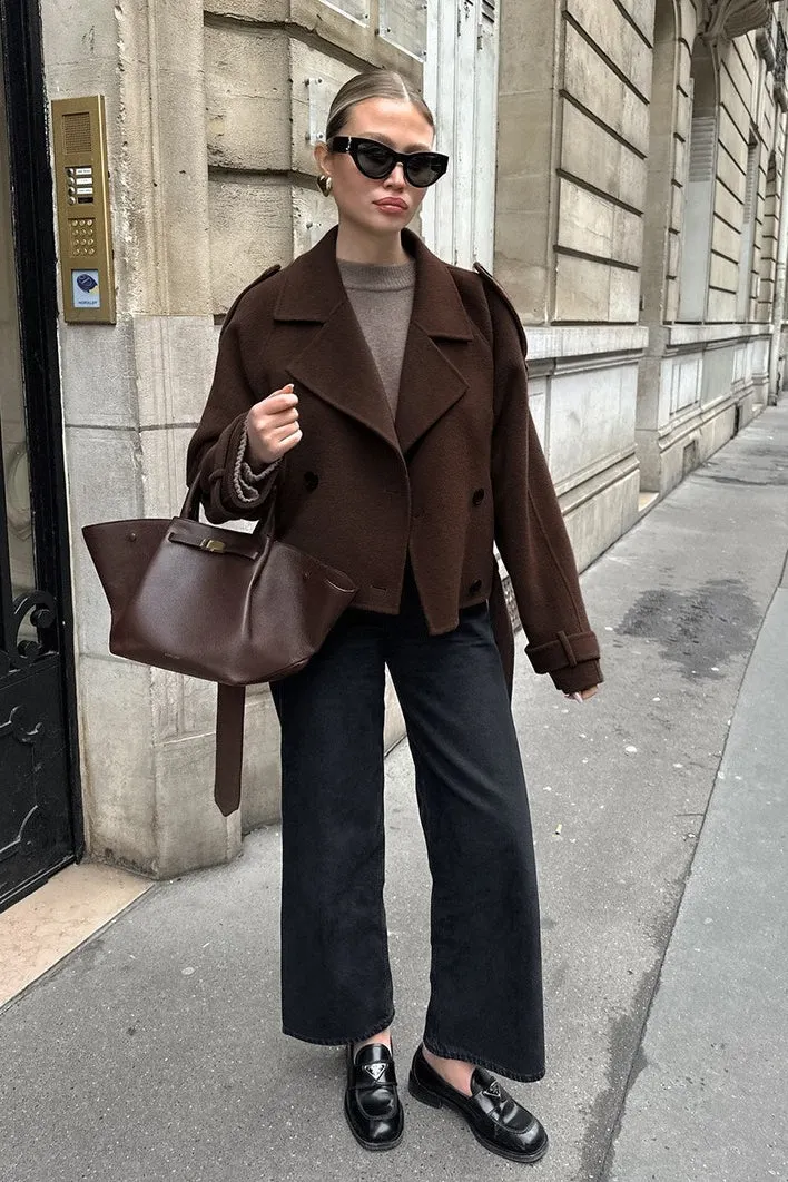 Double Breasted Wool Blend Coat