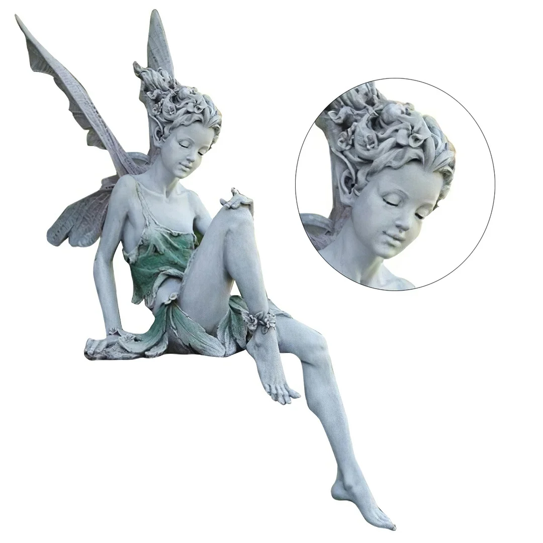Flower Fairy Statue Garden Ornament Figure Sit Goblin Statue Resin Crafts