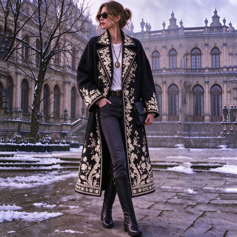 Comstylish Women's Vintage Bohemian Plant And Floral Print Jacket