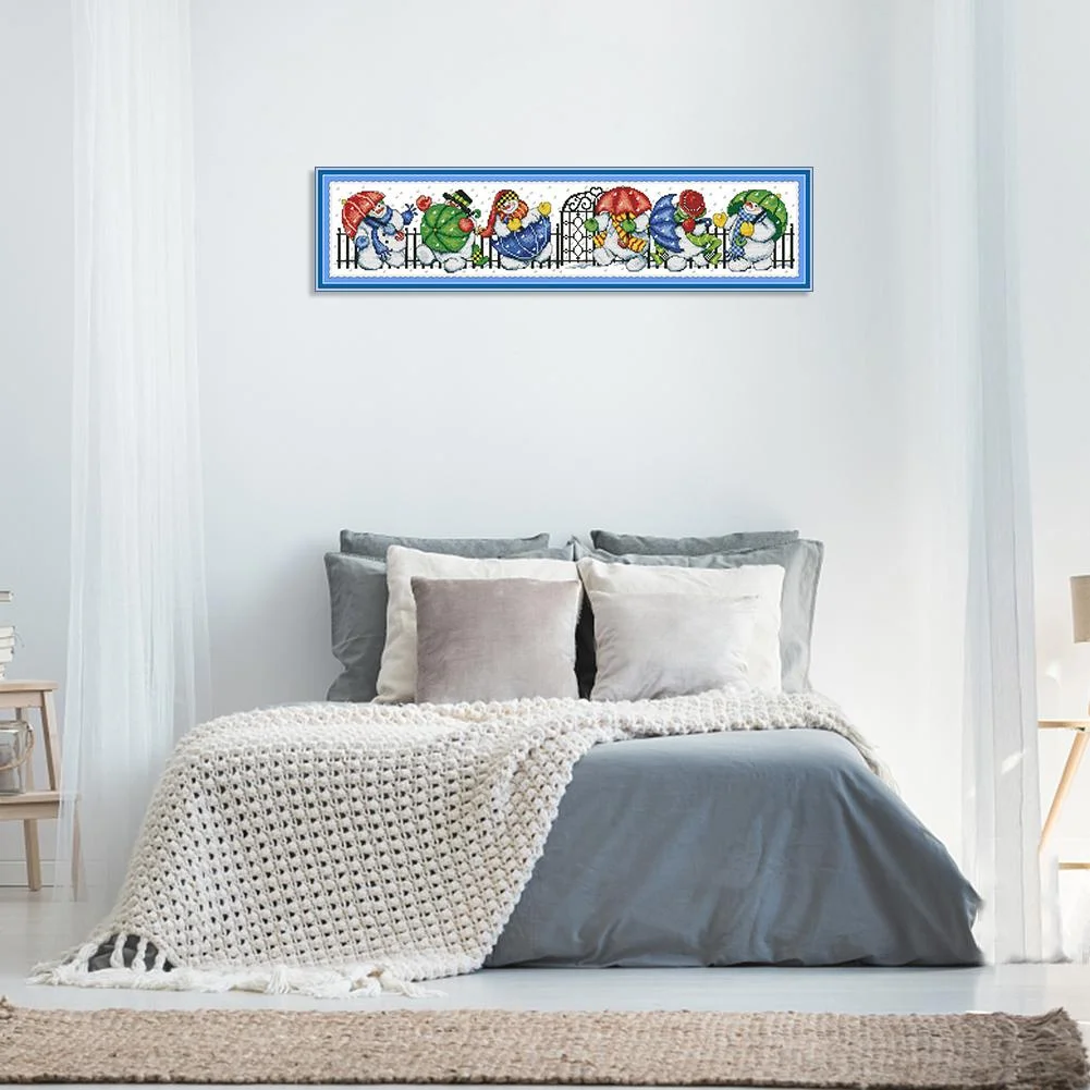 14ct Stamped Cross Stitch - Snowman Umbrella(68*16cm)