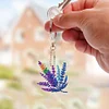 (US Local)6PCS  Colored Flowers DIY Diamond Painting Keychain Diamond Art Kits