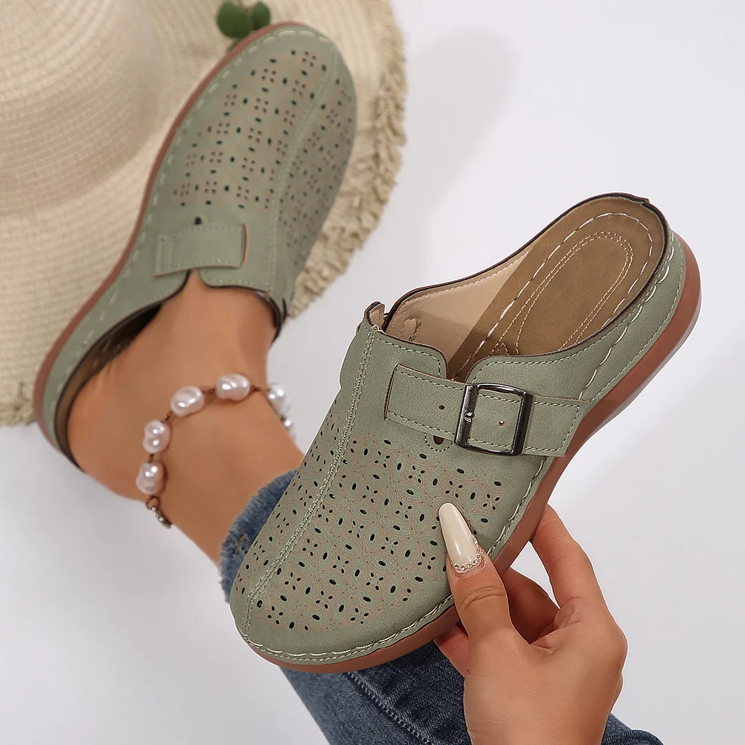 Yyvonne Slippers Women's New Baotou Metal Hollow Women's Shoes 43-Yard Wish In The Summer Of 2025