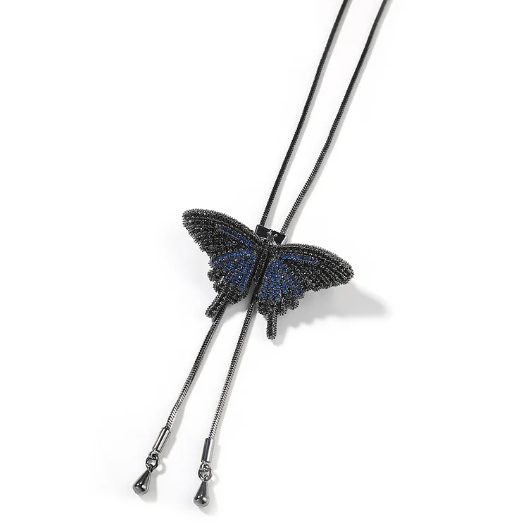 Iced Butterfly Pendants Hip Hop Bling Bling Necklaces For Women