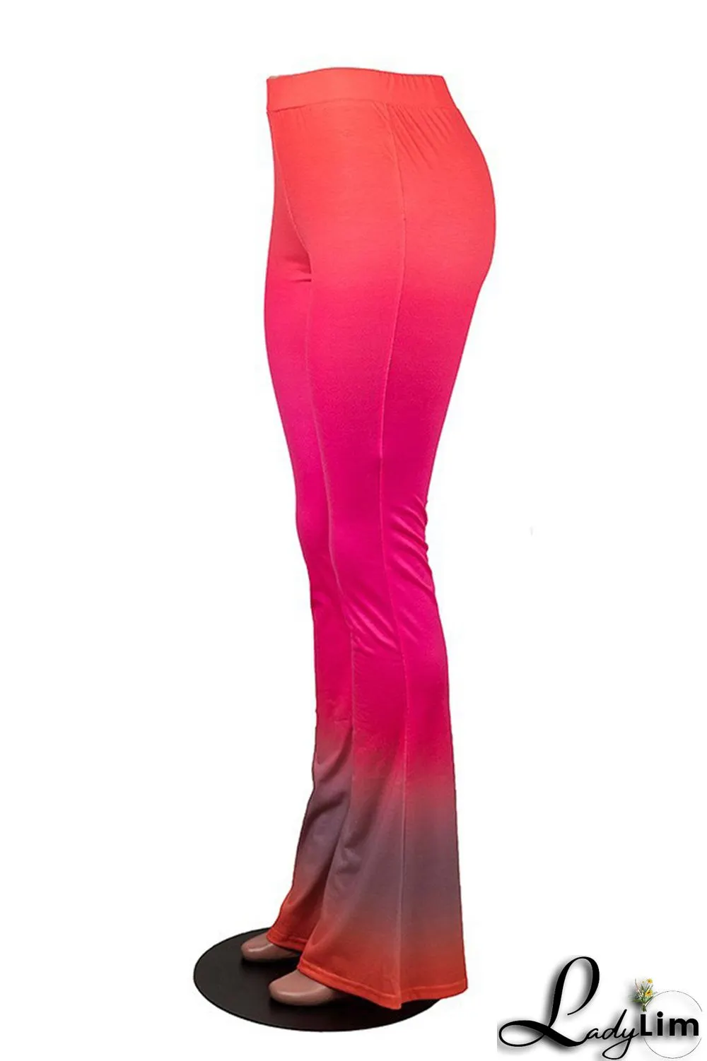 Red Fashion Casual Gradual Change Print Basic Regular High Waist Trousers