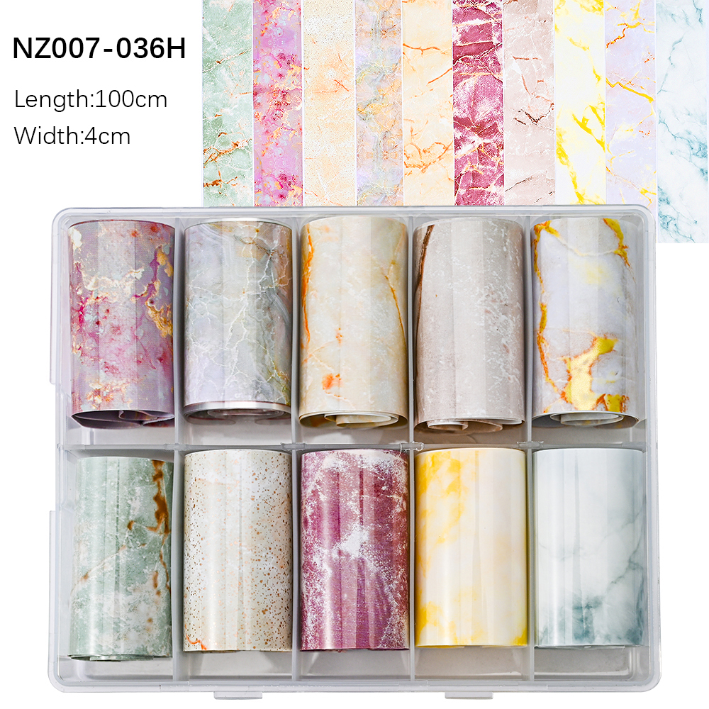 Kissbake 10pcs 4x100cm Nail Transfer Foil Paper Sticker Set Luxury Foil Nails Logo Transfer Nail Stickers Designer Fashion Nail Art Decal