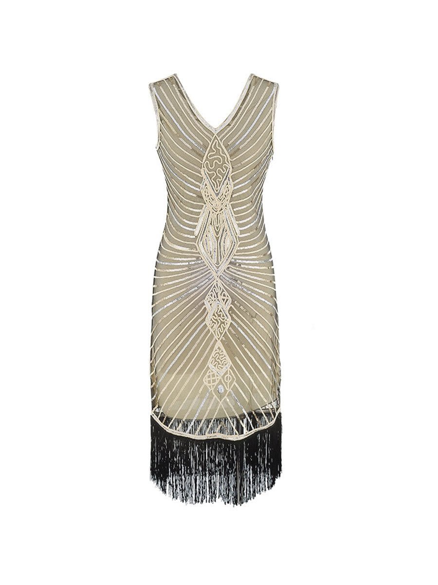 1920s Vintage Dress Sequined Fringed Dress