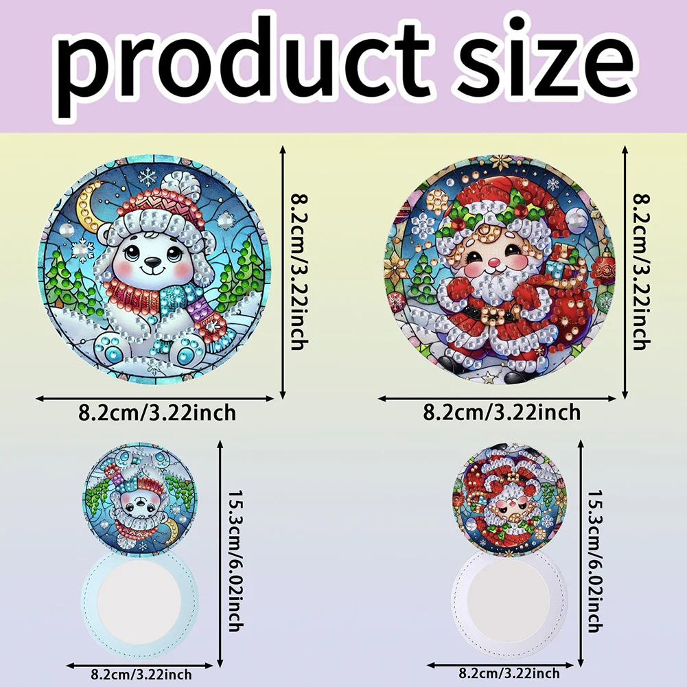 DIY Diamond Art Portable Cosmetic Mirror for Home Office Craft (Merry Christmas)