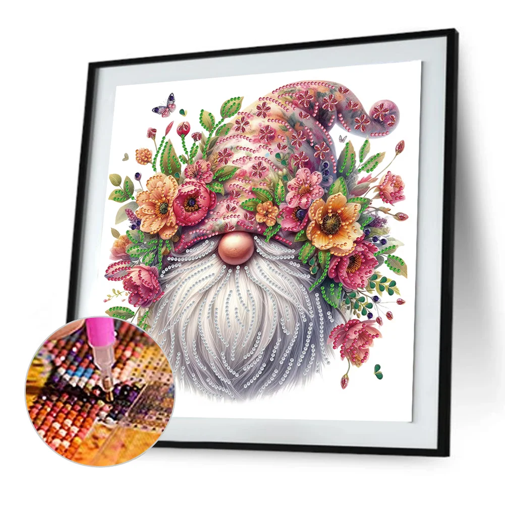 Diamond Painting - Partial Special Shaped Drill - Flower Gnome(Canvas|30*30cm)