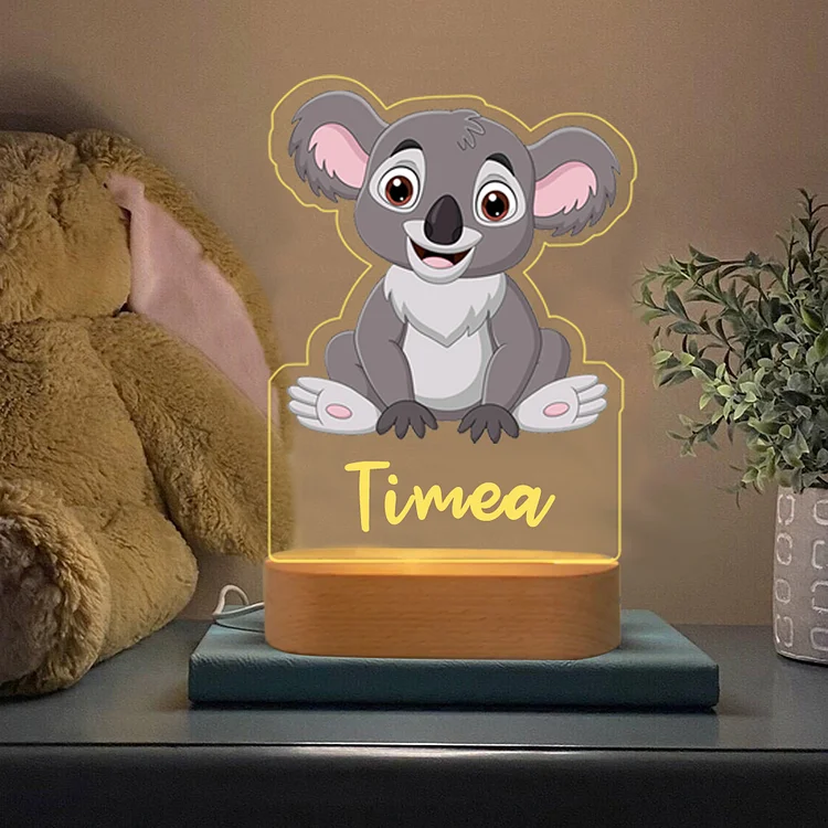 Personalized Koala Night Light Custom Name LED Lamp for Kid